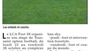 Stage de Toussaint pour les footballeurs