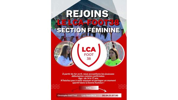 Rejoins la section féminine du LCA Foot 38 !